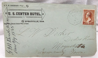 1880's Spearville Kansas U. S. Center Hotel Commercial Cover Postal History
