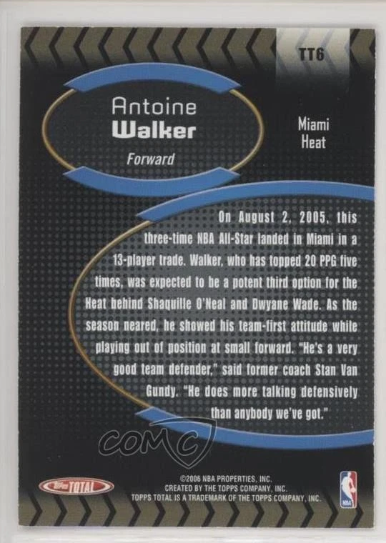 2005-06 Topps Total Total Transfer Antoine Walker #TT6 - Image 2 of 2