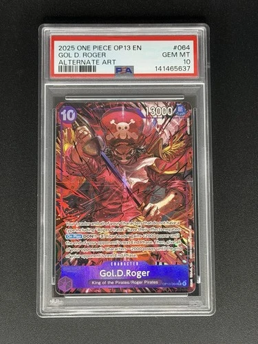 2025 ONE PIECE OP13 #064 CARRYING ON HIS WILL GOL D ROGER ALT ART PSA 10
