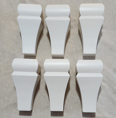 Set of 6 Solid Maple Furniture Legs 6" White Wood Legs
