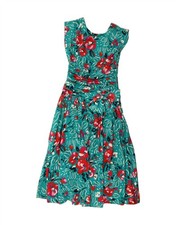 PATTY O'NEIL Womens Tea Dress US 6 Medium Blue Floral Cotton CC14