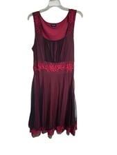Y2K Party Dress Red Mesh Black Papillon Los Angeles Sz Med Whimsical Fairy