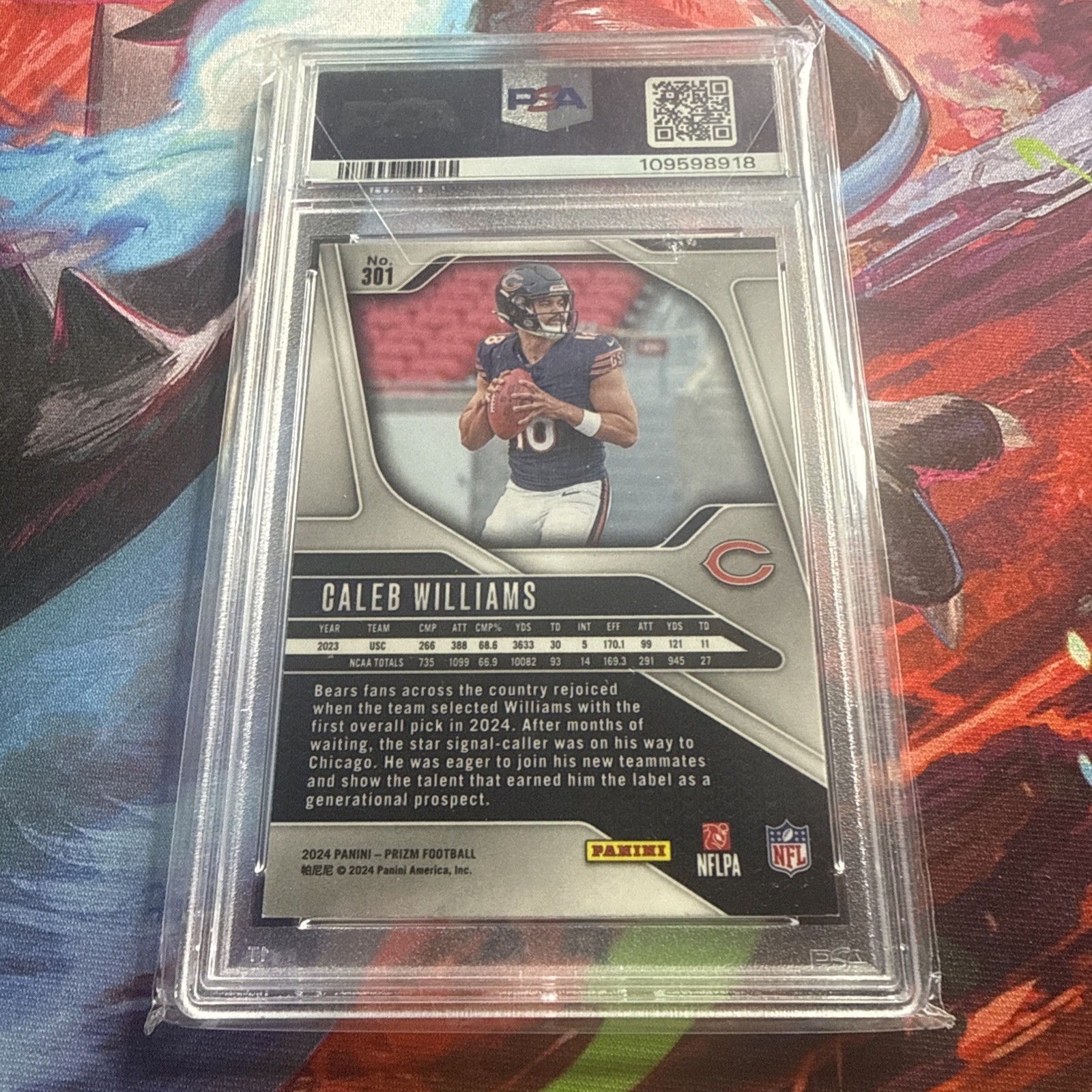 2024 Panini Prizm - Caleb Williams #301 RC PSA 9 CHICAGO BEARS view 2