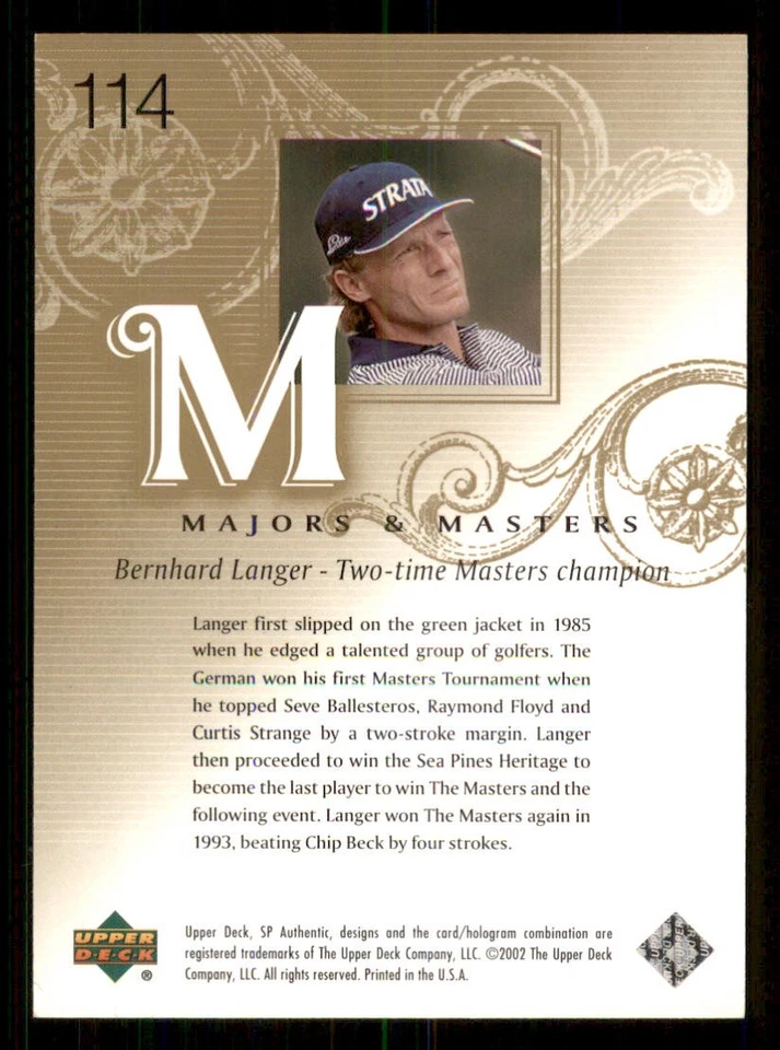 2002 SP Authentic Limited #114 Bernhard Langer MM /100 - Image 2 of 2