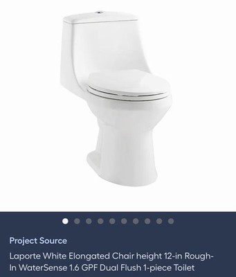 Project Source Laporte One-Piece Elongated Dual Flush Chair Height Toilet, White