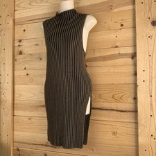 NWT Rock + Republic Body Con Sweater Dress L Art Deco High Slit Stretchy