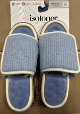 isotoner Women  s Memory Foam Sandals In Blue Size 8.5-9
