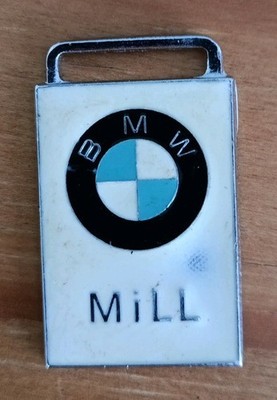 Schöner Vintage BMW Mühle Schlüsselanhänger Key Fob Kette silberfarben