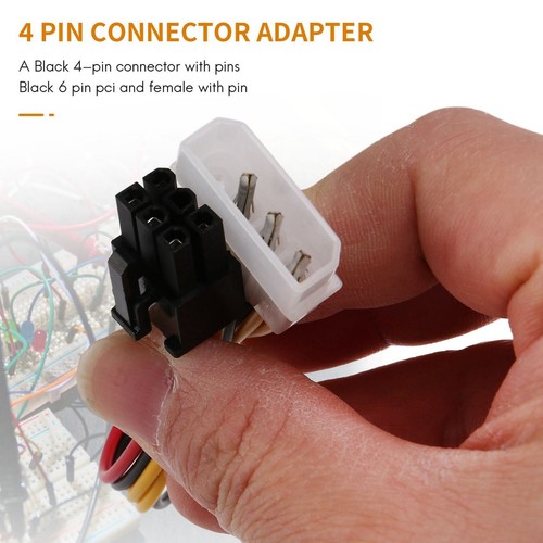 2X(4-Pin Male to 6-Pin Female socket Cable for PCIe PCI Express Adapter H6U2) - Photo 5/9