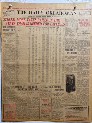 1911 OKLAHOMA. RAISED MORE TAX DOLLARS THAN NEEDED FOR EXPENSES FREE SHIPPING