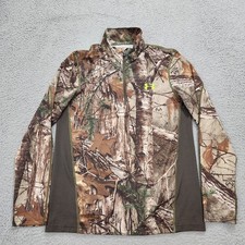 Under Armour Pullover Men Medium Brown Camo Realtree Scent Control Half Zip Mock