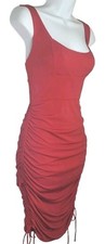 NWT Angel Biba Red Ruched Bodycon Mini Dress Low Back Side Ties Women's Sz: MED