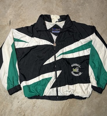 Vintage 90s Pro Tuff Marshall Thundering Herd Colorblock Full Zip Windbreaker L