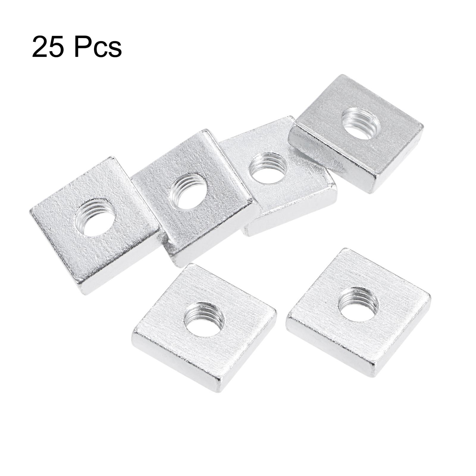 25pcs Square Nuts M6x15mmx4mm Zinc-Plated Metric Coarse Thread Assortment Kit