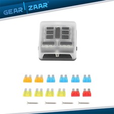 6Way Car Boot Power Distribution 12-24V Blade Fuse Holder Box Block Panel Board