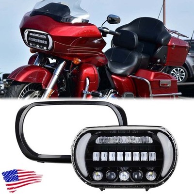 Dual LED Headlight With Turn Signal Hi/Lo Beam For Harley Road Glide 2004-2013