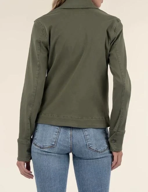 Kut from the Kloth Amanda Boxy Jacket Tree Green Twill Women's Small - Image 4 of 4