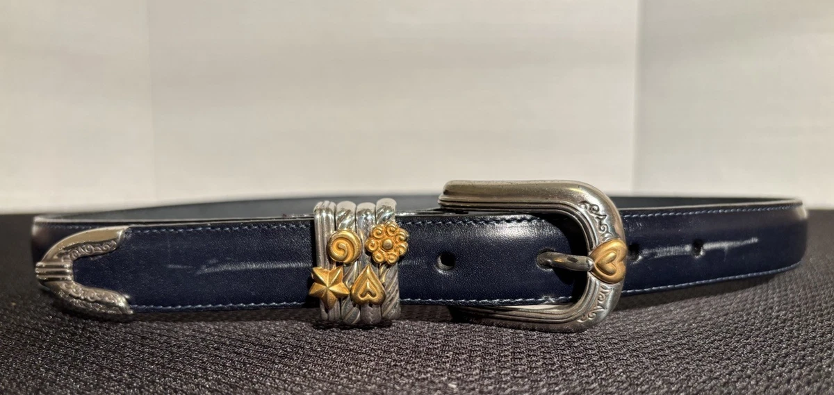 Brighton Patent Leather Embossed Black Leather Belt Silver & Gold Tone Accents Brighton Black Belts for Women for sale | eBay main image 2