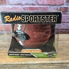 Football Radio Sportster AM/FM White Drink Holder Desk Organizer Tested Vintage