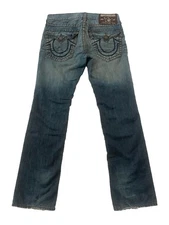 Men True Religion Jean Denim Ricky Super T Bottom Pants Navy Straight USA 33