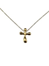 Tiffany  Co. Elsa Peretti 18K Yellow Gold Cross Pendant Necklace 24543