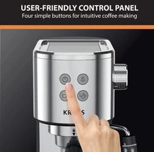 KRUPS Pump Espresso Divine XP444 Stainless Steel Tamper, Milk Frother--NEW