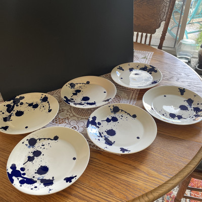 Royal Doulton-Pacific Blue Splash Luncheon Plates-set Of