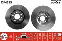 2 X Bremsscheibe TRW DF4339 FüR Volvo S60 I XC90 I