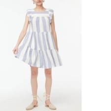 J Crew Linen-blend striped mini dress