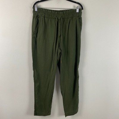 LOFT Emory Taper Ankle Pants Size M Pull On Paperbag Waist Green 581393