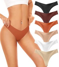 6-Pack Seamless No-Show Thongs for Women - Comfortable  Breathable