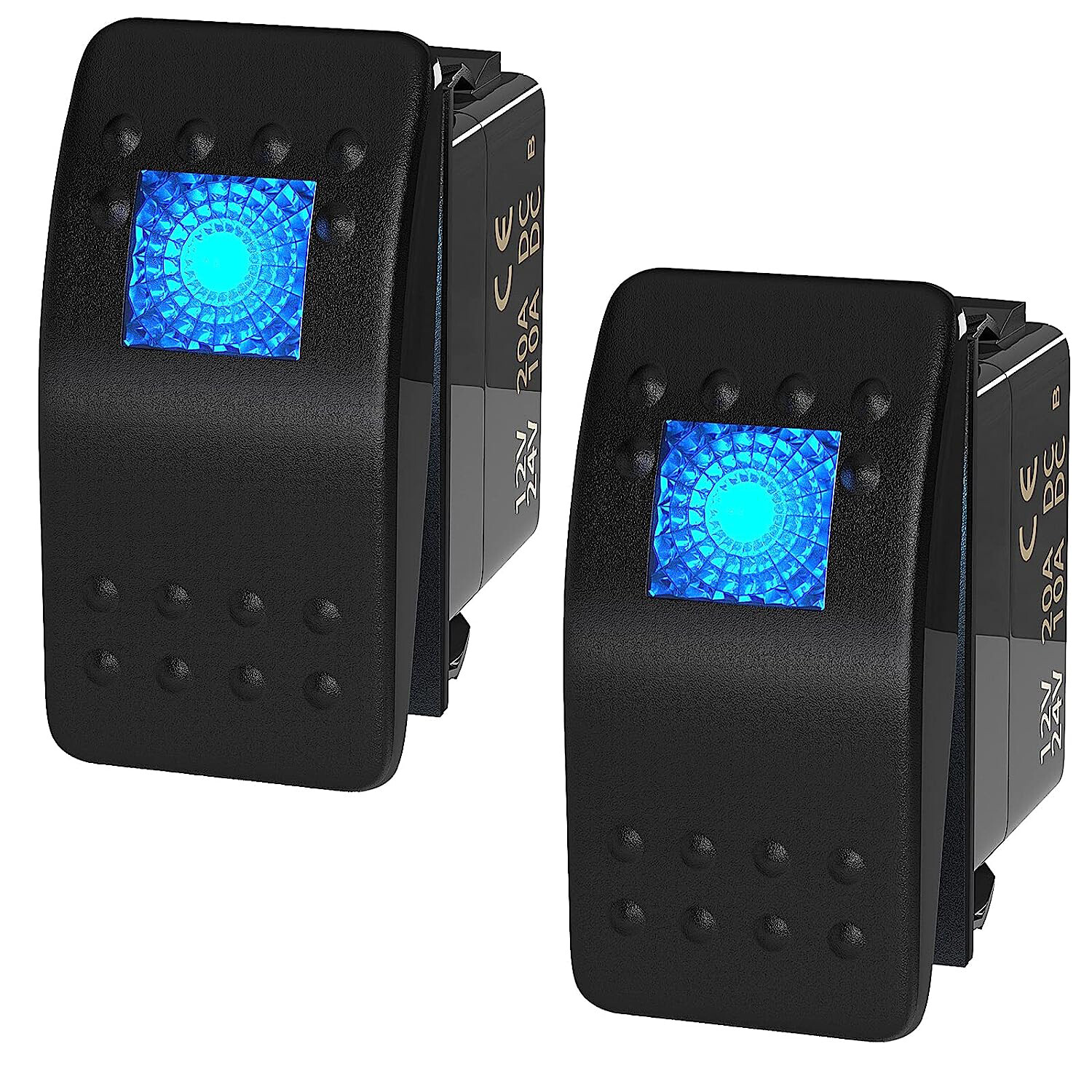 2Pcs Marine Boat Car Rocker Switch 12V 24V Blue LED 4 Pin SPST ON/OFF ...