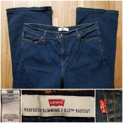 Levi's Womens Jeans Sz 18 x 29'' Dk Blue 512 Perfectly Slimming Stretch Bootcut