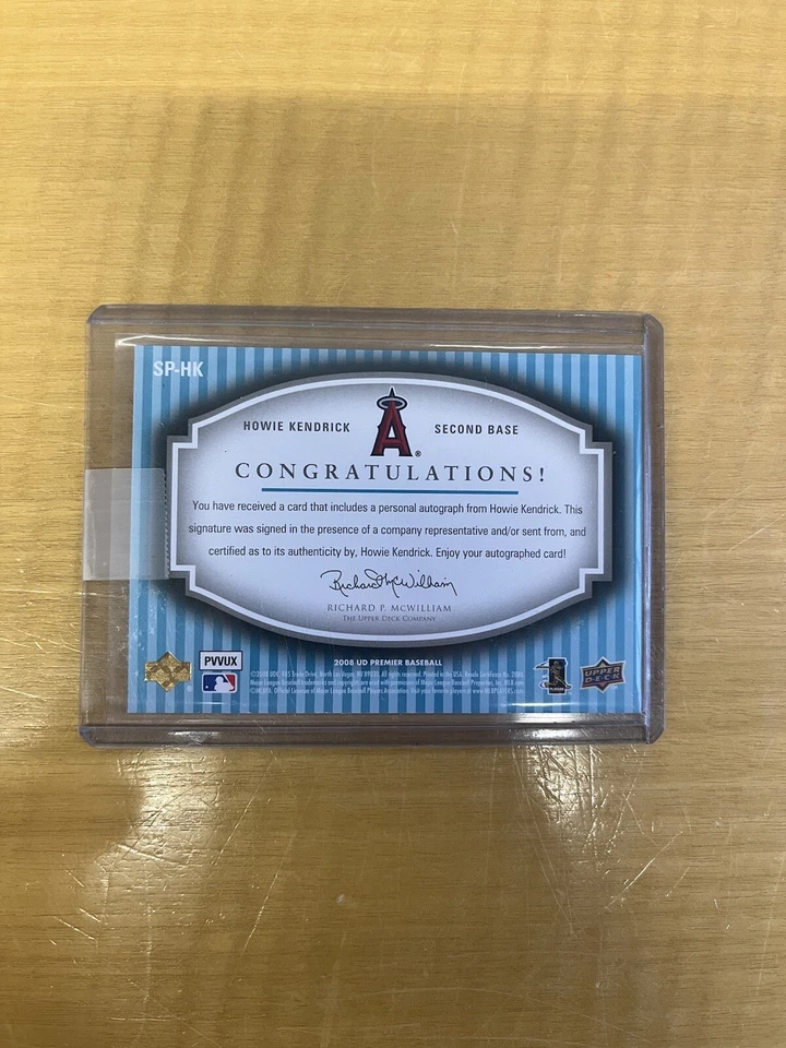 UD Premier 2008 béisbol Howie Kendrick firma Premier automático/45 SSP Foto 2 de 2