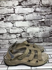 Propet Taupe Leather Adjustable 3 Strap Hook & Loop Sandals Women Sz 11W WSO033L