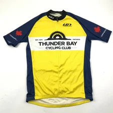 Louis Garneau Cycle Jersey Size Medium M Yellow Blue Shirt 3/4 Zip Short Sleeve