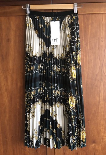 BNWT Zara Trafaluc TRF Collection Womens/Teens Pleated Skirt Size XS Green/Beige