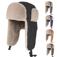 Women Men Winter Hat Russian Ushanka Aviator Hats Snow Eskimo Hat with Ear Flaps