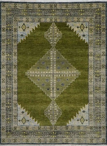 Oushak Hand Knotted Olive Green 4x6, 5x8, 6x9, 8x10, 9x12, 10x14, 12x15 Area Rug