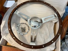 Vw T2 - 67-74   16" Wood Semi Dish  Pol Spoke   Wheel Inc Pol Boss Sml  Horn Top