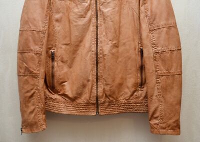 Vintage 90s y2k Chevirex Leather Jacket Brown Size L P2P 23'6