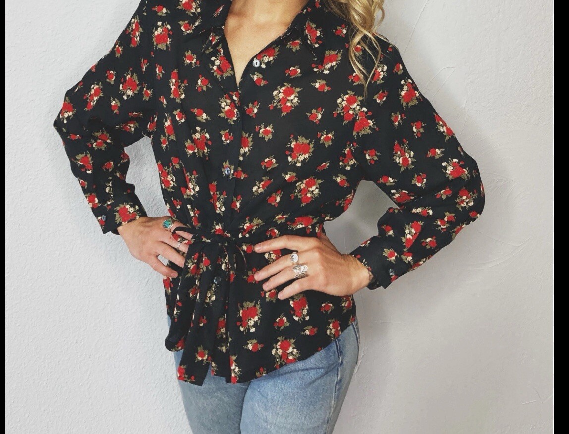 Zara Basic collection Black Floral Button Necklin… - image 2