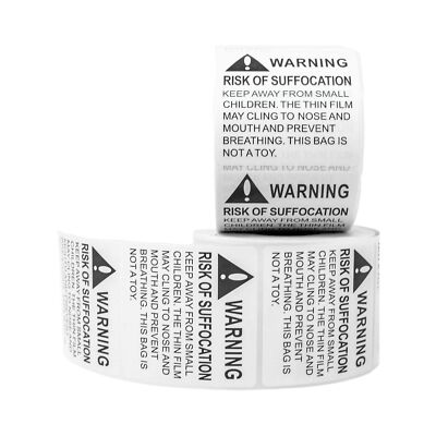#ad #ad 2 Rolls Risk of Suffocation Warning Stickers 1000 Total for Plastic Bags $22.55