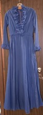 Vintage 90s VICTOR COSTA Dress Cocktail Party Formal XS Blue 26" Waist Long