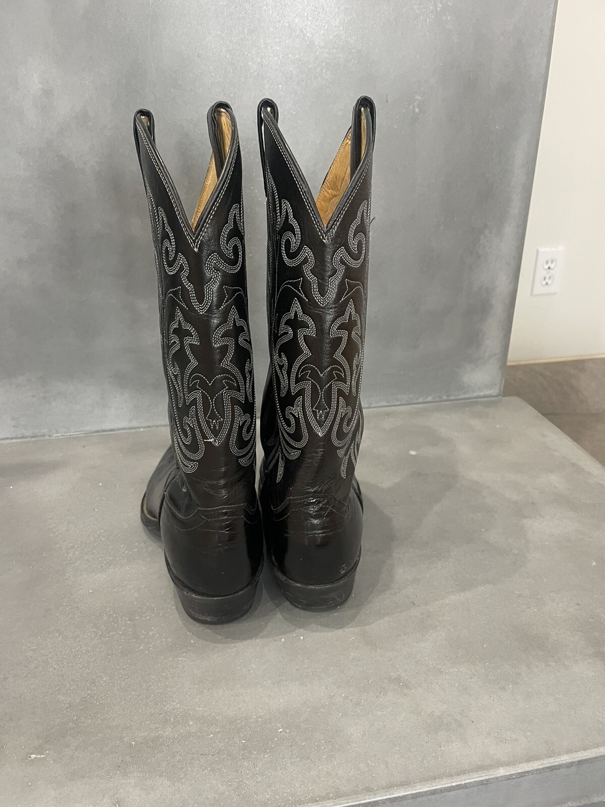 Vintage Justin Kangaroo Skin Black Western Cowboy Boo… Gem