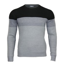 Hanger Lane Men's Long Sleeve Round Neck Regular Fit Stripe Sweater Jumper Top