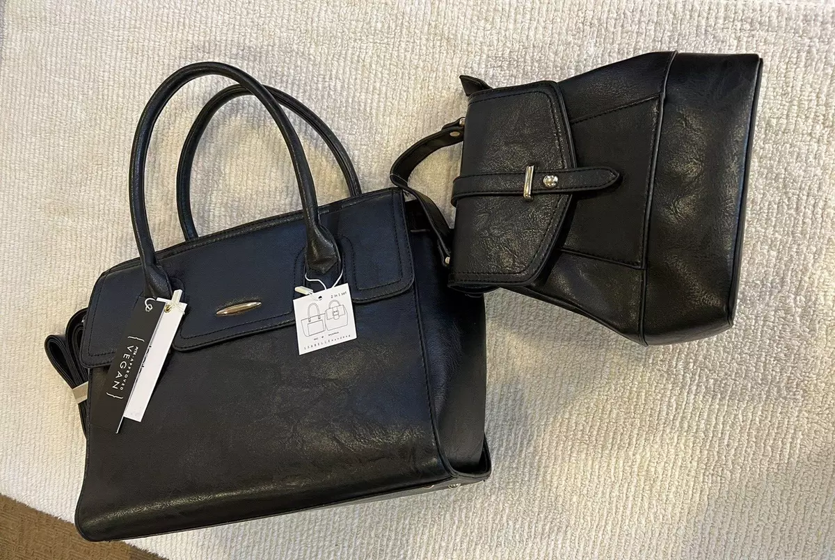 NWT Isabelle Vegan-Leather Black Tote Handbag & Backpack