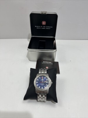 Wenger Swiss Army 7246X/T Blue Diver Watch Swiss Made 200M Quartz New Battery Wenger Swiss 7246X/T Date Silver Blue Dial Women main image 4