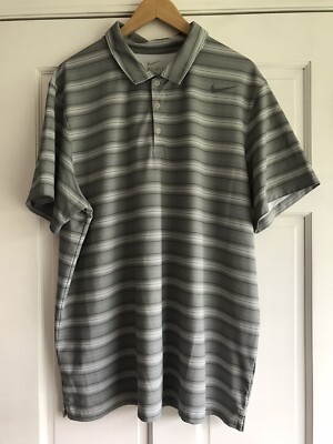 D30 Nike Rally Sphere Gray Striped Polo Shirt Mens XXL