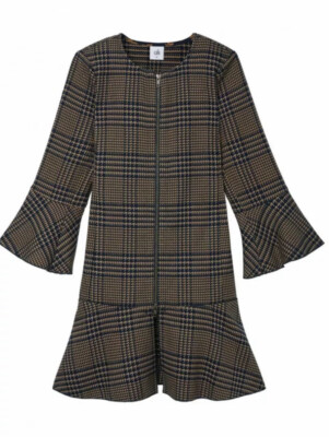 Cabi New NWT Flounce Jacket #3902 Tan Brown Navy Tartan Plaid Was